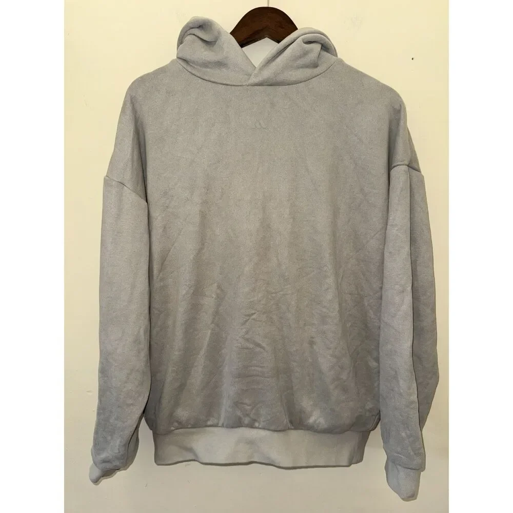 adidas Basketball Sueded Hoodie Sesame Beige Tan IN7707 Unisex Medium Oversized